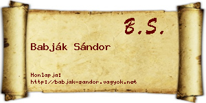 Babják Sándor névjegykártya
