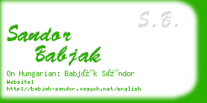 sandor babjak business card